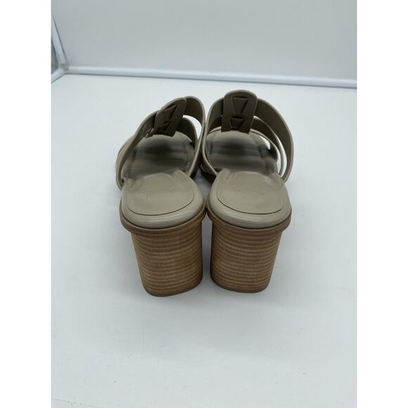 New Marc Fisher LTD Louisa Leather Block Heel Slip‎ On Mules Woven Gray Size 11M - Picture 5 of 8